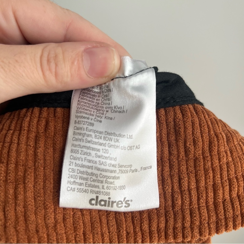 Claire's Brown Corduroy Bucket Hat with Embroidered Mushroom - OS - Picture 4 of 5